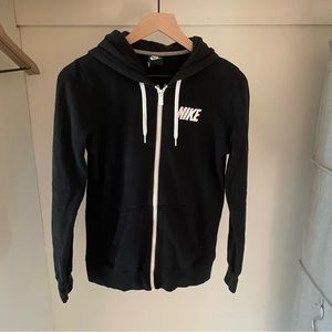 Nike Womens M Drawstring Hooded Full Zip Up Jacket Black